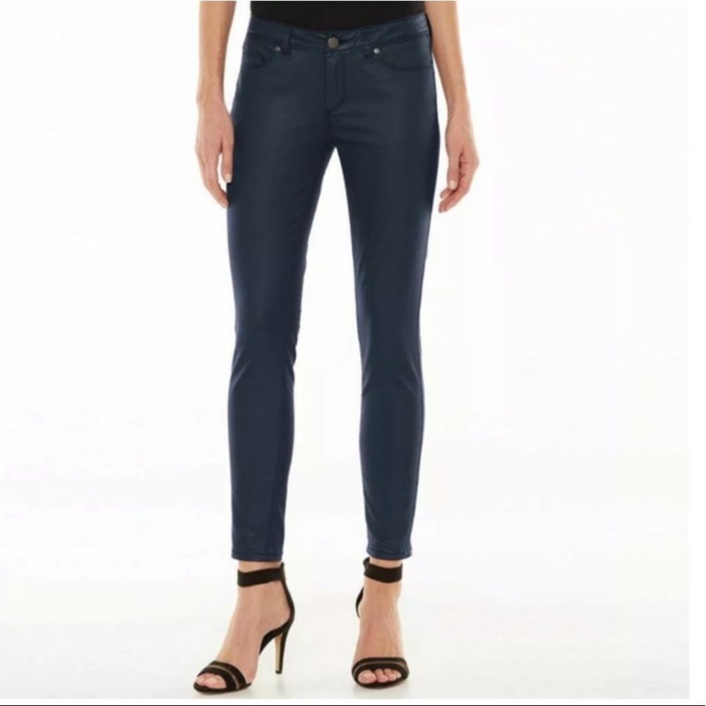 LC LAUREN CONRAD Mid-Rise Metallic Coated Denim Jeggings